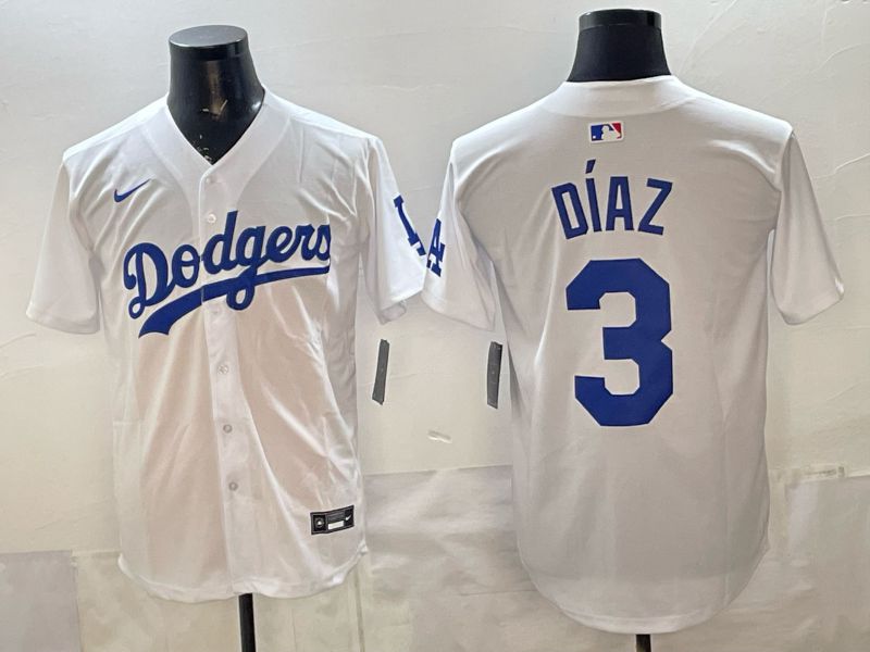 Men Los Angeles Dodgers #3 Diaz White Game 2026 Nike MLB Jersey style 05
